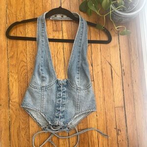 Katrina Lace Up Denim Corset